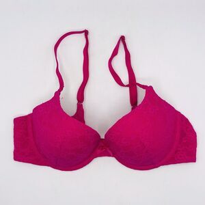 Victorias Secret Padded Underwire Lined Pink Lace Sexy Demi Bra 36B